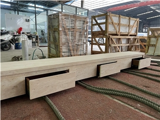 Custom White Travertine TV Stand Stone Unit Furniture