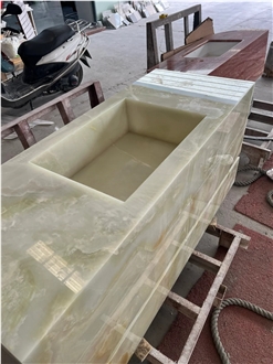 Green Onyx Cabinet Bathroom Countertop Sink With Vanity