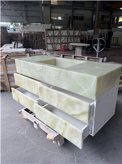 Green Onyx Cabinet Bathroom Countertop Sink With Vanity