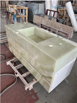 Green Onyx Cabinet Bathroom Countertop Sink With Vanity