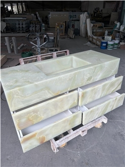 Green Onyx Cabinet Bathroom Countertop Sink With Vanity