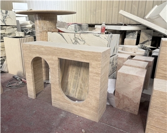 Medium Beige Travertine Custom Furnitures