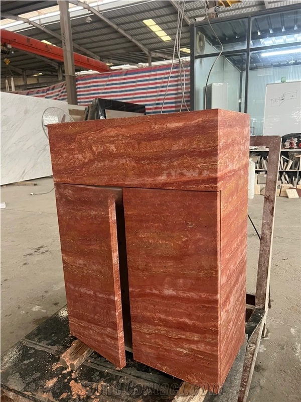 Red Travertine Sink With Vanity Bathroom Countertop