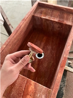 Red Travertine Sink With Vanity Bathroom Countertop