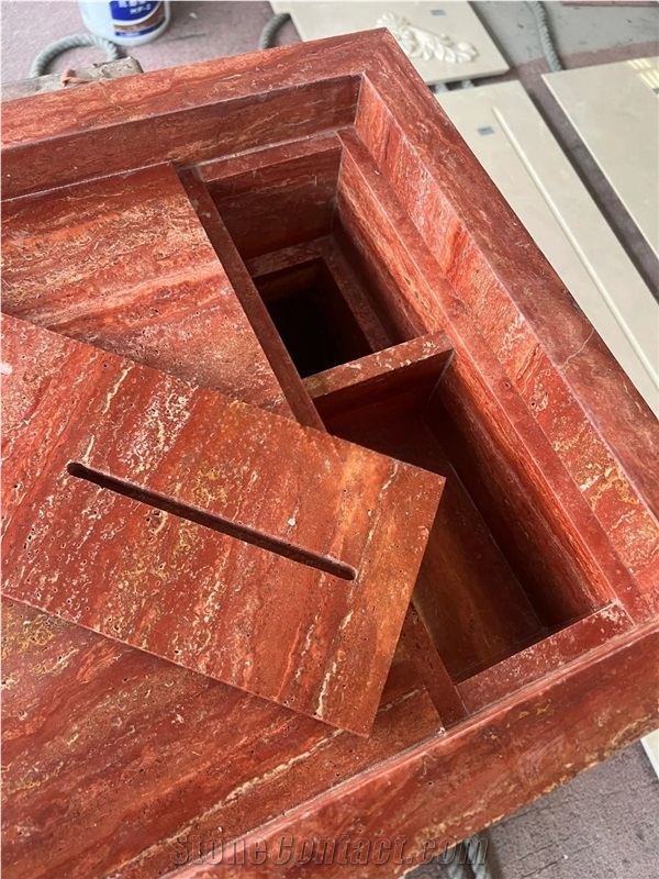 Red Travertine Stone Sink Vanity Tops