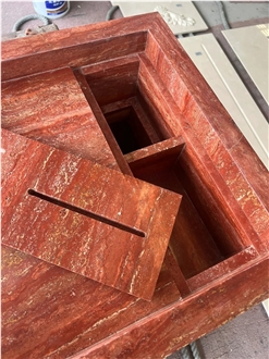 Red Travertine Stone Sink Vanity Tops