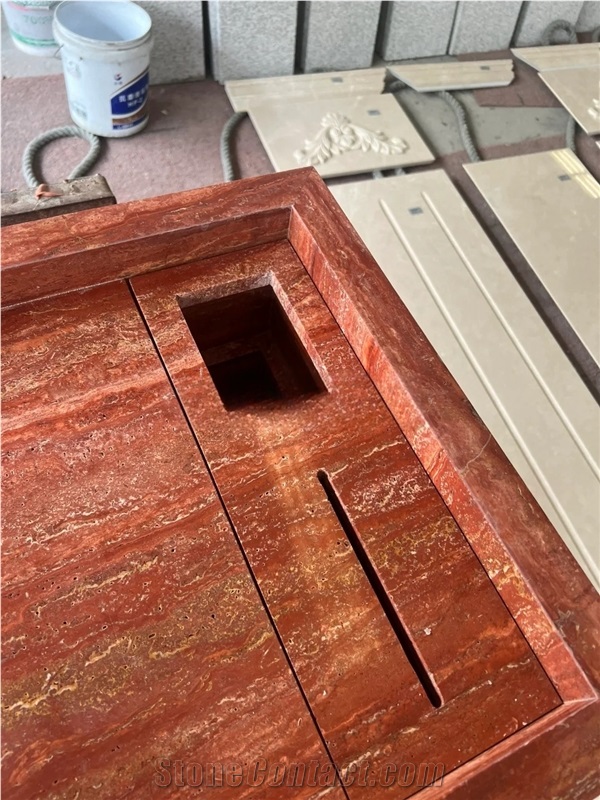 Red Travertine Stone Sink Vanity Tops