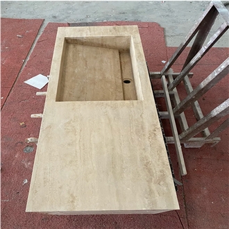 Travertine Vanity With Sink Bath Top