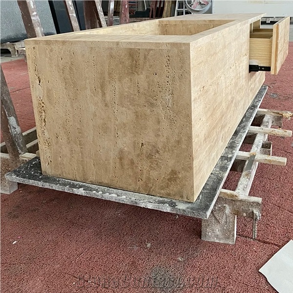 Travertine Vanity With Sink Bath Top