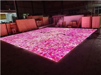 Backlit Pink Agate Semiprecious Stone Tiles For Flooring Backlit Pink Agate Semiprecious Stone Tiles For Flooring