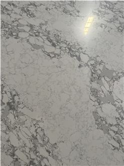 Carrara White Marble Look Quartz Slabs  For US Market