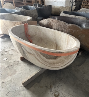 Free Standing Oval Onyx Bathtub