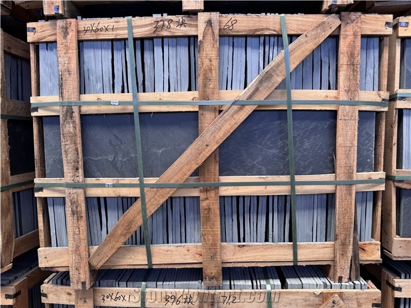 Black Slate Cut-To-Sized Tiles For  Flooring