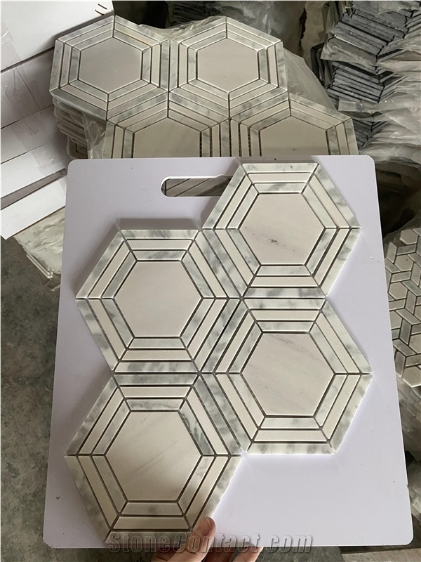 Natural Color Grey Marble Flower Mosaic Tiles