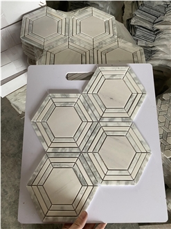 Natural Color Grey Marble Flower Mosaic Tiles