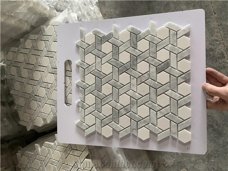 Natural Color Grey Marble Flower Mosaic Tiles