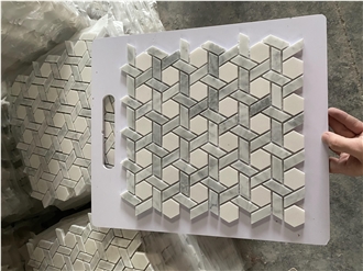 Natural Color Grey Marble Flower Mosaic Tiles