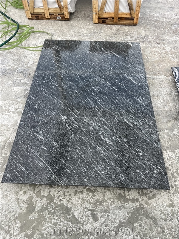Snow Grey Granite Slabs Polished Flamed