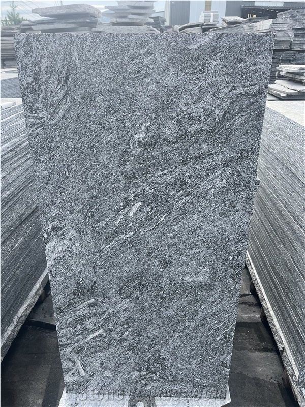 Snow Grey Granite Slabs Polished Flamed