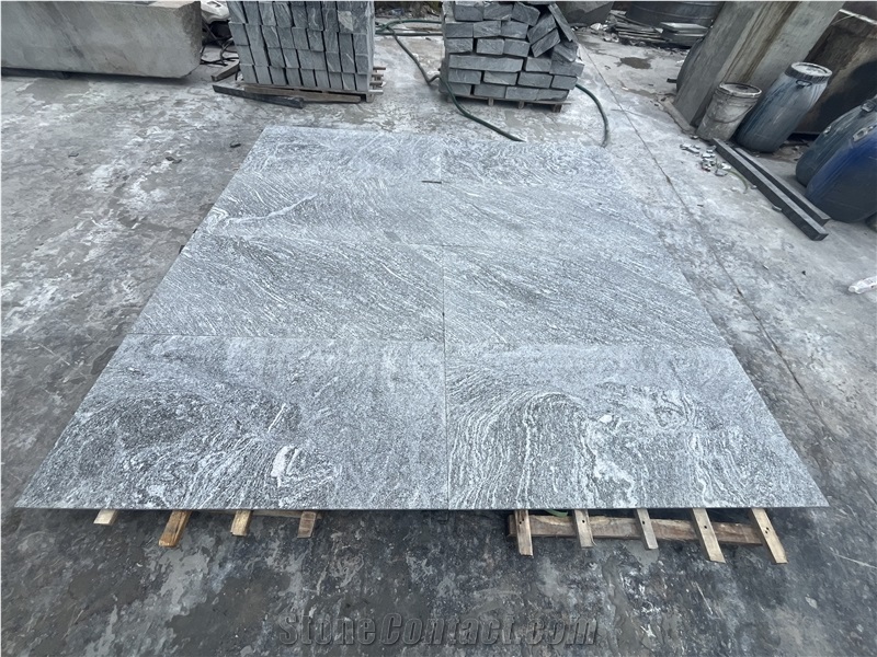 Snow Grey Granite Slabs Polished Flamed