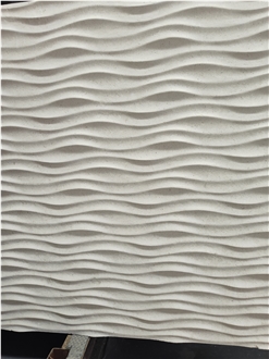 3D Waving Moca Creme Limestone CNC Wall Panels Caved Panel