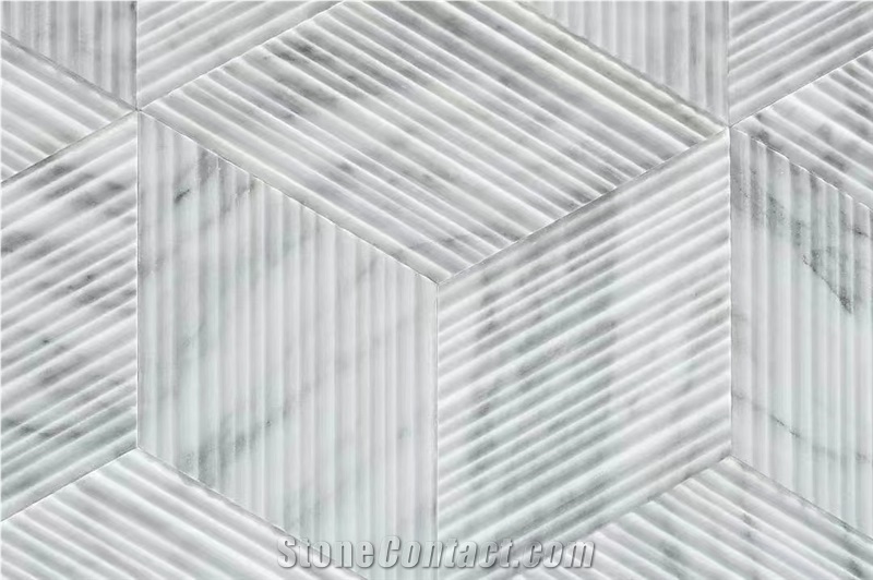 3D Waving Moca Creme Limestone CNC Wall Panels Caved Panel