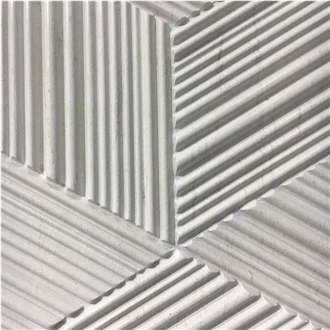 3D Waving Moca Creme Limestone CNC Wall Panels Caved Panel