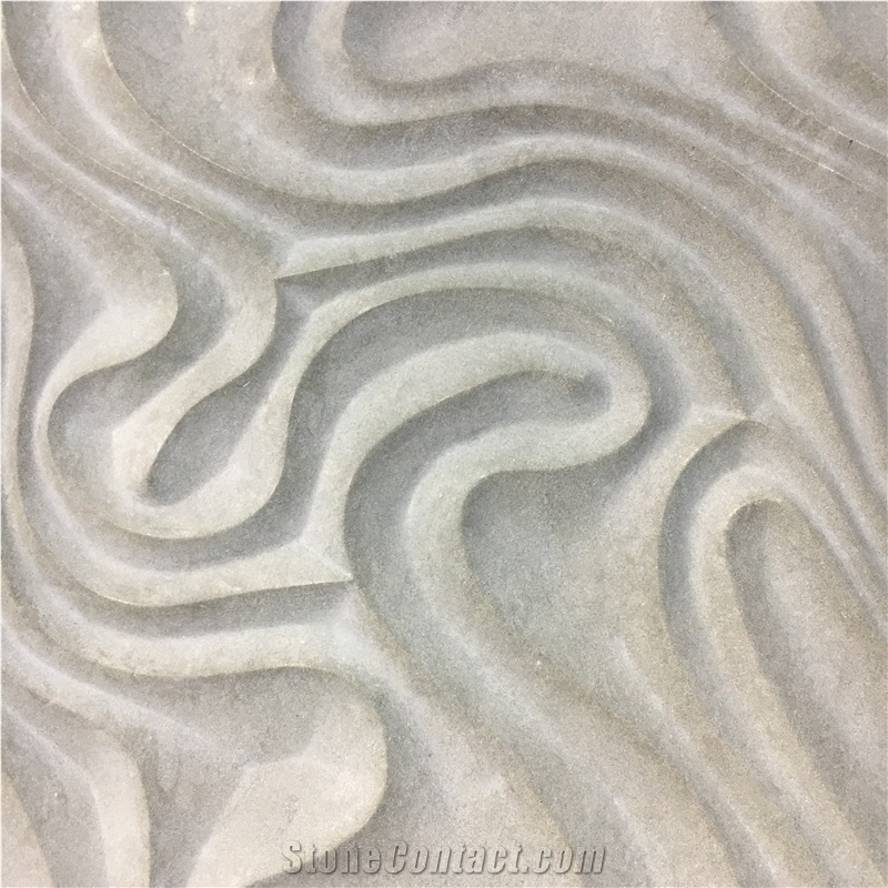 3D Waving Moca Creme Limestone CNC Wall Panels Caved Panel