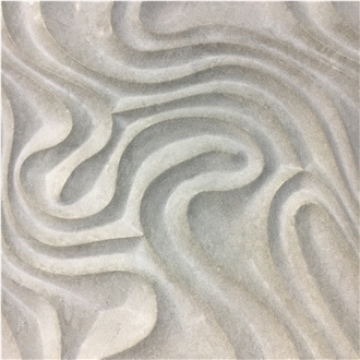 3D Waving Moca Creme Limestone CNC Wall Panels Caved Panel