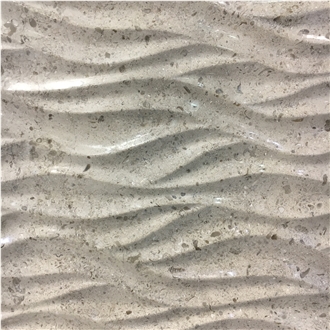 3D Waving Moca Creme Limestone CNC Wall Panels Caved Panel