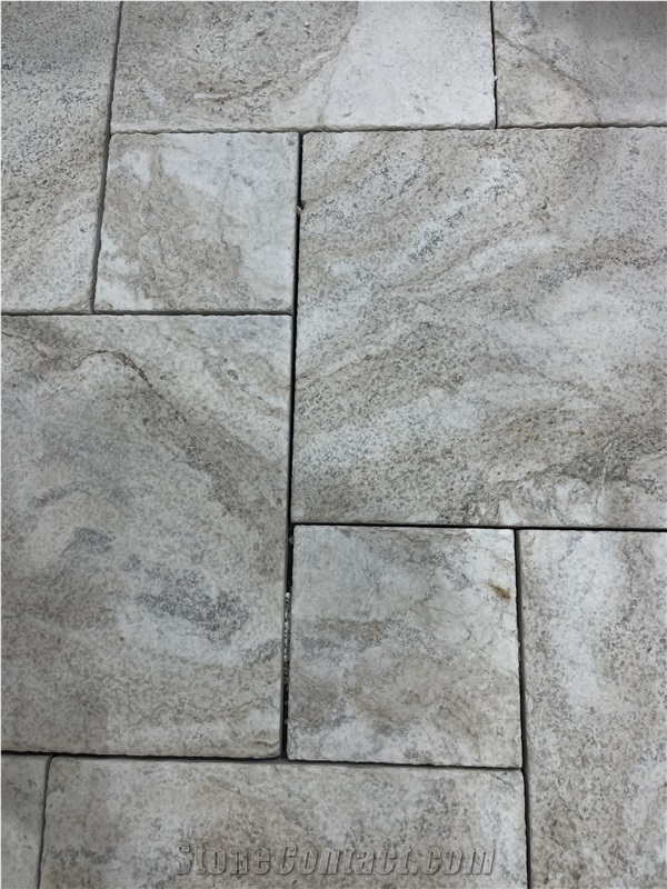Brushed Spa Grey Quartzite French Pattern For Kitchen Floor