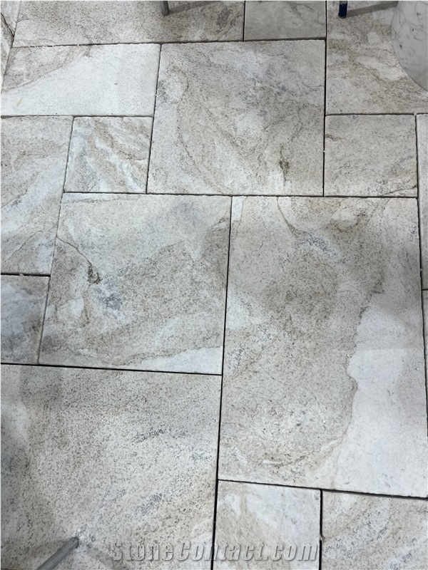 Brushed Spa Grey Quartzite French Pattern For Kitchen Floor