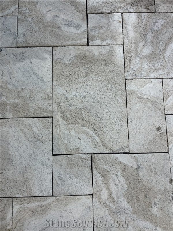 Brushed Spa Grey Quartzite French Pattern For Kitchen Floor