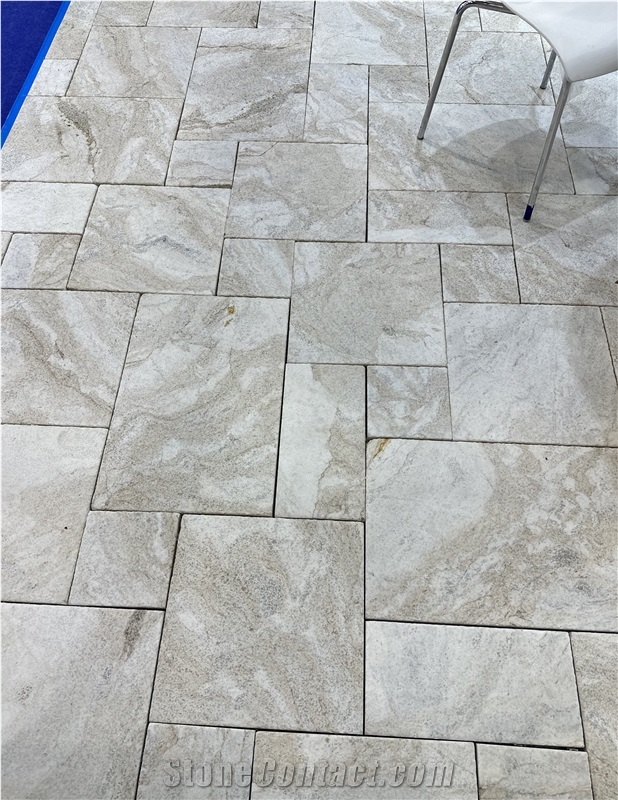 Brushed Spa Grey Quartzite French Pattern For Kitchen Floor