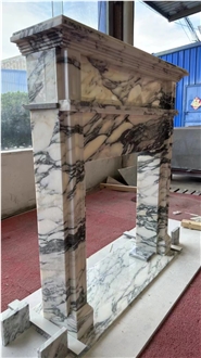 Luxury Italy Marble Calacatta Viola Indoor Fireplace Mantel
