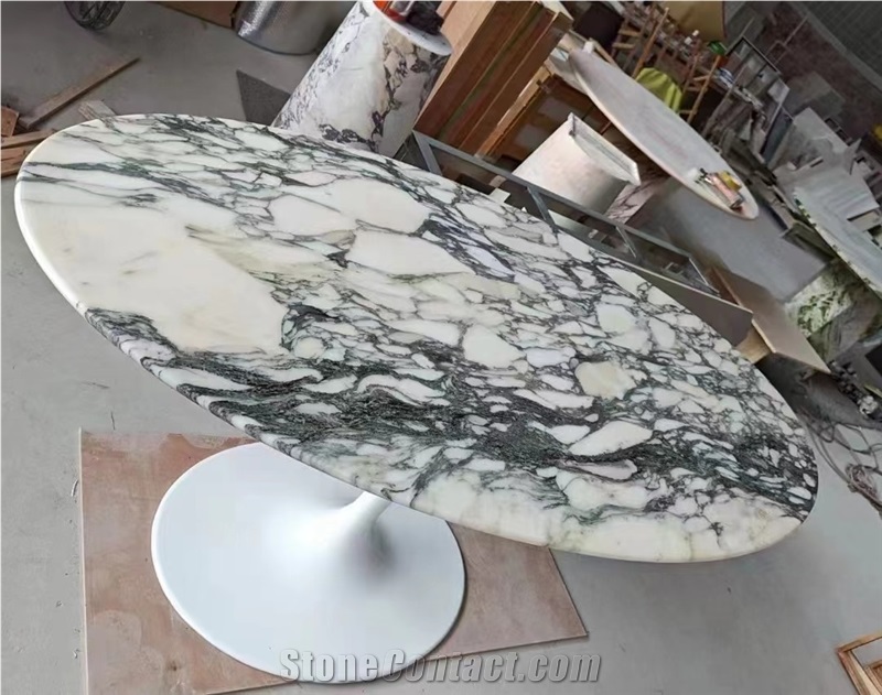 Marble Calacatta Gold Round Dining Table For Restaurant