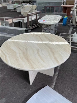 Marble Calacatta Gold Round Dining Table For Restaurant