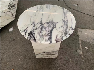 Marble Calacatta Gold Round Dining Table For Restaurant