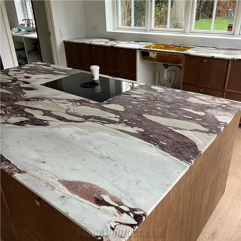 Prefab Stone Calacatta Viola Home Kitchen Island Bench Tops
