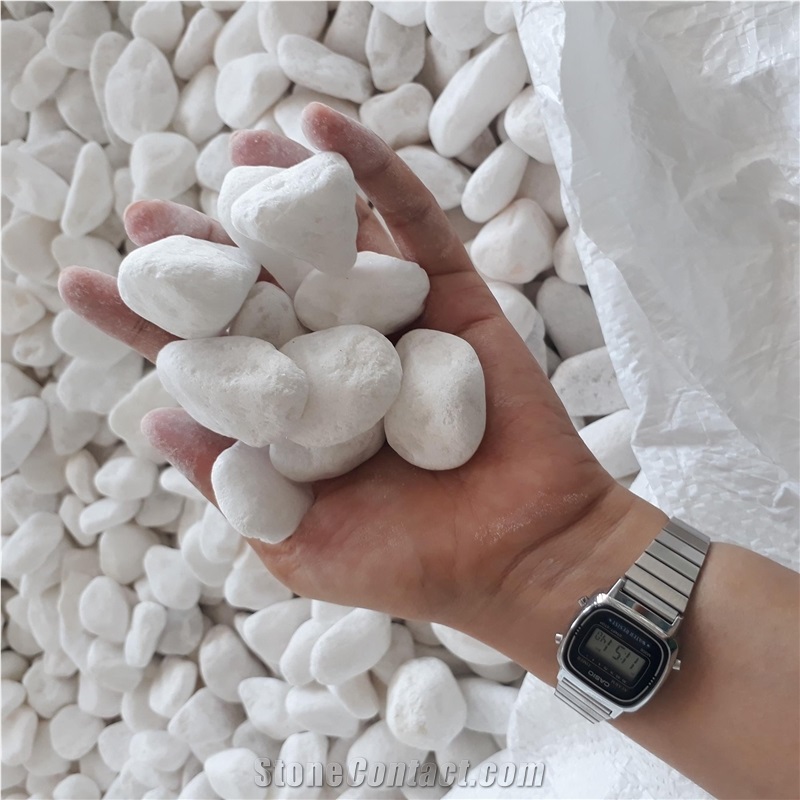 Super White Tumbled Pebbles Like Snow For Landscaping