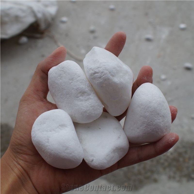 Super White Tumbled Pebbles Like Snow For Landscaping