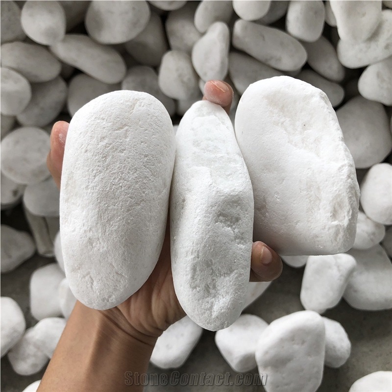 Super White Tumbled Pebbles Like Snow For Landscaping