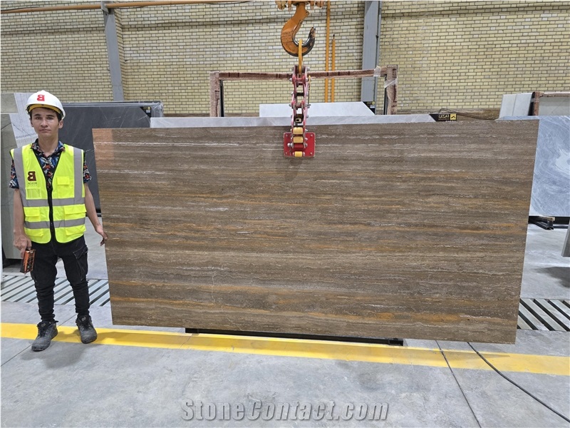 Iran Brown Travertine Slabs -- WIRED TRAVERTINE