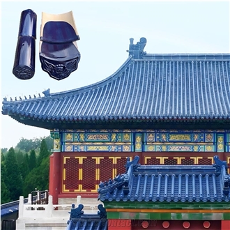 Chinese Blue Terracotta Glazed Traditional Temple Roof Tiles
