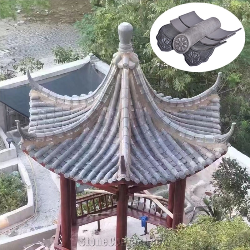 Garden Gazebo Chinese Grey Clay Roof Tiles