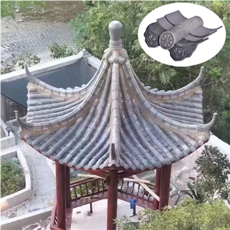 Garden Gazebo Chinese Grey Clay Roof Tiles