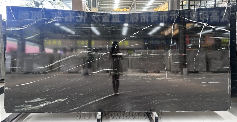 Ancient Black Via Lactea Granite Slabs