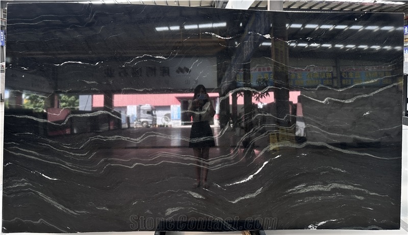 Ancient Black Via Lactea Granite Slabs