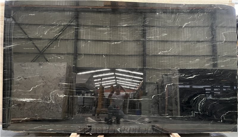 Ancient Black Via Lactea Granite Slabs