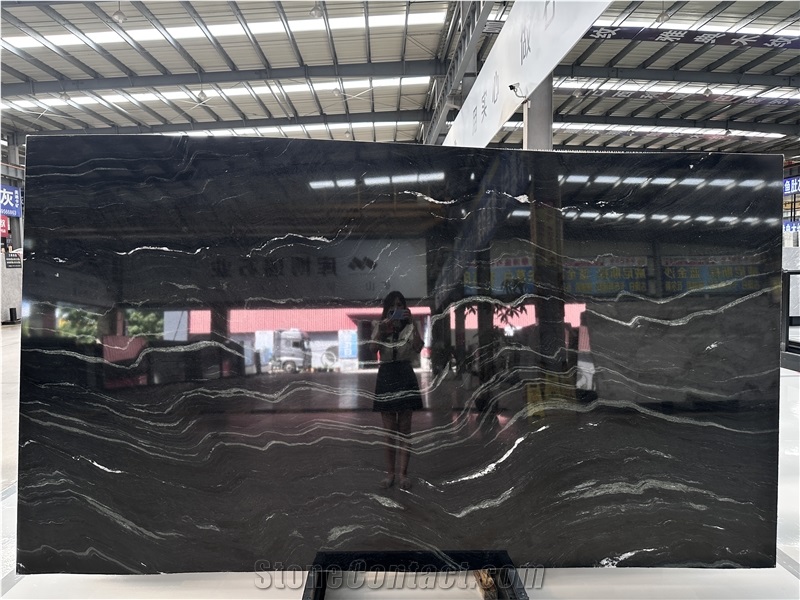 Ancient Black Via Lactea Granite Slabs